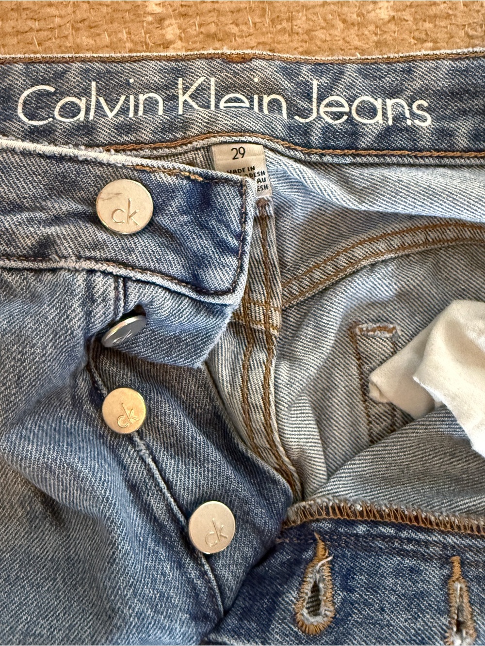 Calvin Klein Light Blue Distressed Ankle Jeans